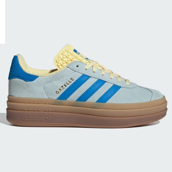 NWT Adidas Gazelle Bold Almost Blue/Bright Blue/Almost Yellow Size W7 - Picture 1 of 15